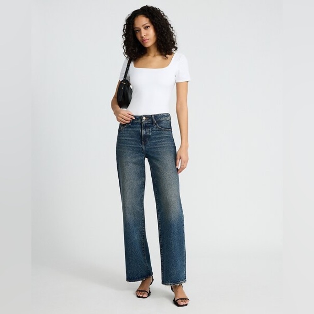 Express Body Contour Stretch Cotton Square Neck Bodysuit